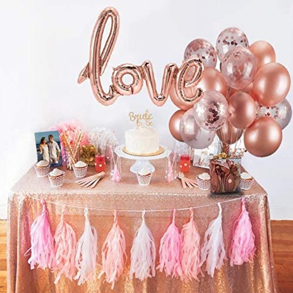 Rose Gold Love Balloons , Rose Gold Balloons & Rose Gold Confetti Balloons 17 Pc - Picture 6 of 7